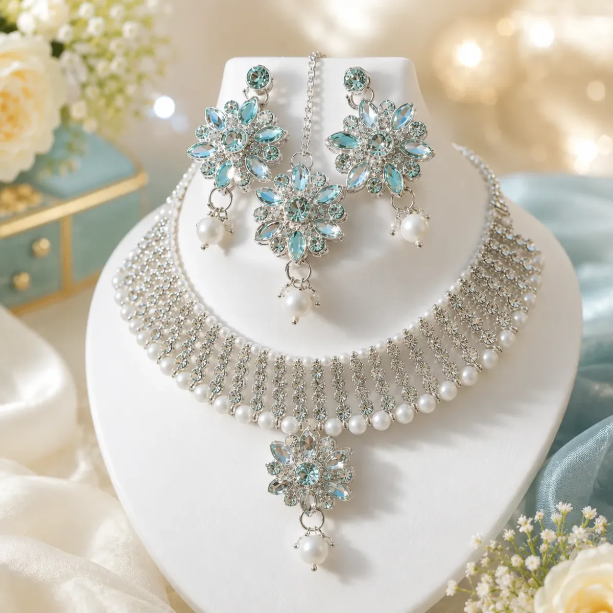 Crystal Pearl Choker Necklace Set for Women | Party, Wedding & Festive Wear - image 5