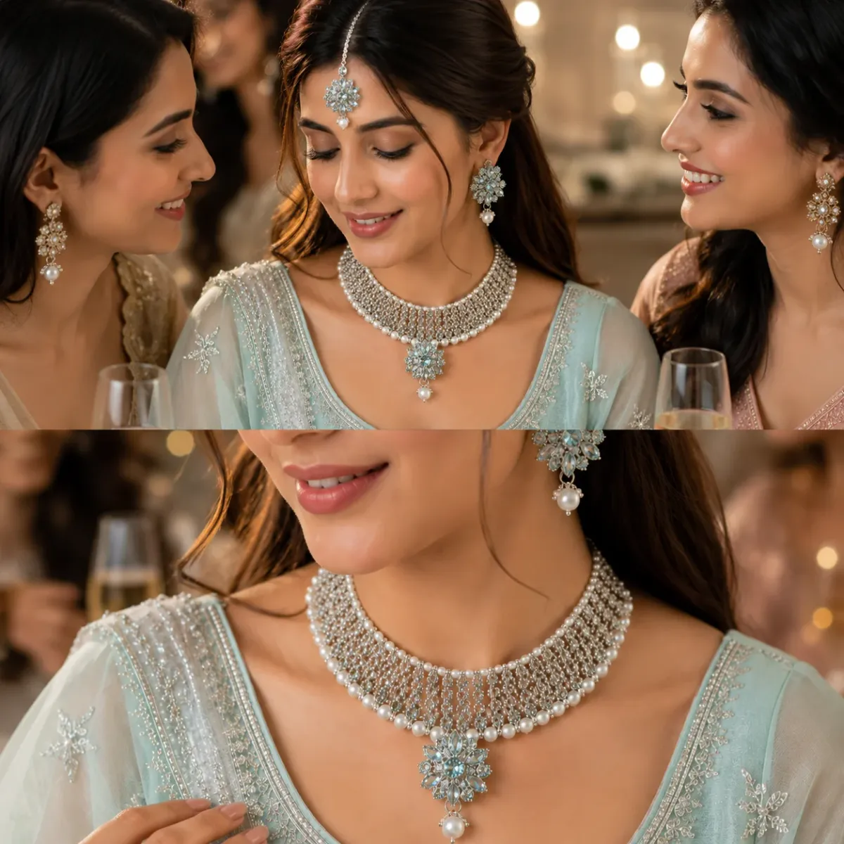Crystal Pearl Choker Necklace Set for Women | Party, Wedding & Festive Wear - image 4