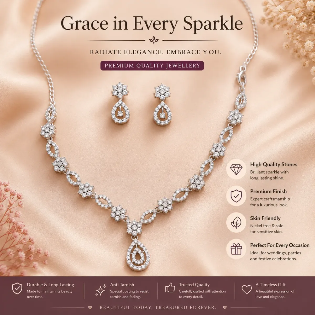 American Diamond Necklace Set for Women